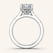 Image for Oval Engraved Cathedral Engagement Ring | 14k White Gold