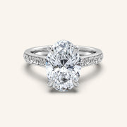Image for Oval Engraved Cathedral Engagement Ring | 14k White Gold
