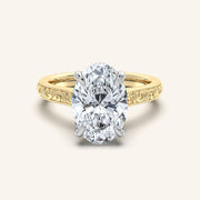 Image for Oval Engraved Cathedral Engagement Ring | 18k Two Tone
