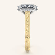 Image for Oval Engraved Cathedral Engagement Ring | 14k Two Tone