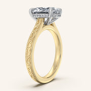Image for Oval Engraved Cathedral Engagement Ring | 18k Two Tone