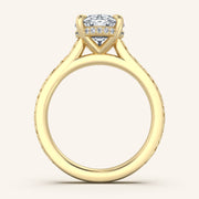 Image for Oval Engraved Cathedral Engagement Ring | 18k Yellow Gold