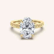 Image for Oval Engraved Cathedral Engagement Ring | 14k Yellow Gold