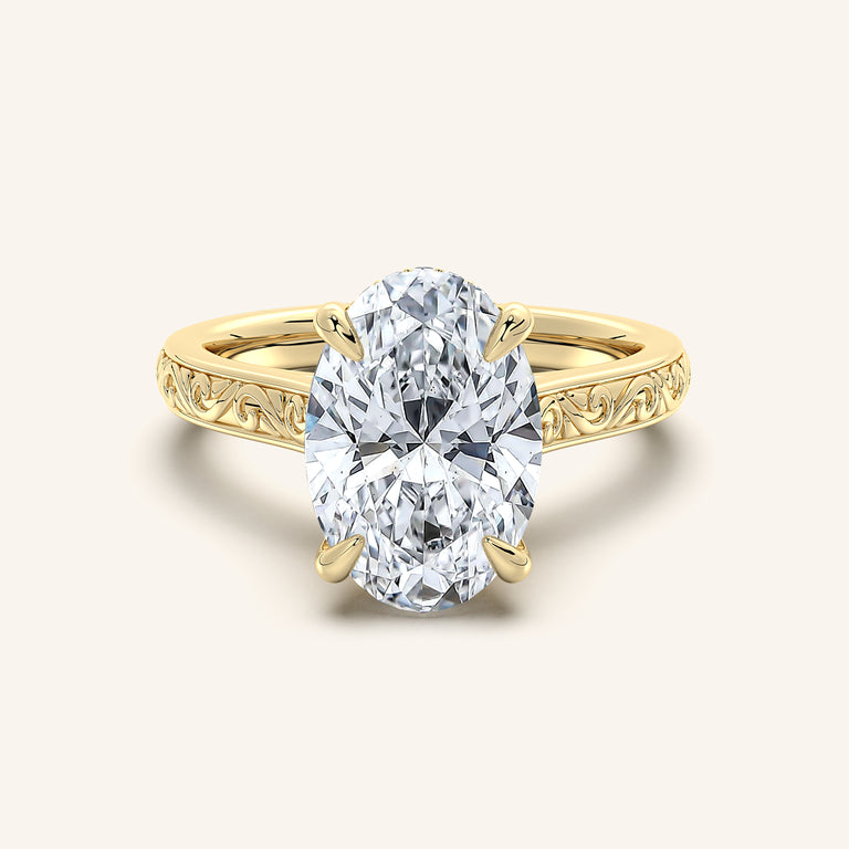 Image for Engraved Cathedral Engagement Ring | 14k Yellow Gold