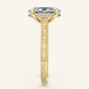 Image for Oval Engraved Cathedral Engagement Ring | 18k Yellow Gold