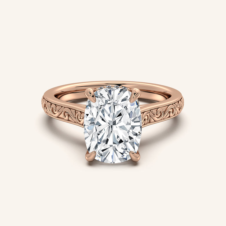 Image for Engraved Cathedral Engagement Ring | 14k Rose Gold
