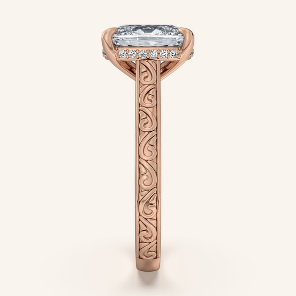 Engraved Cathedral Engagement Ring | 14k Rose Gold