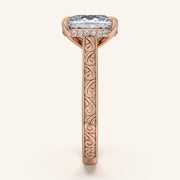 Image for Cushion Engraved Cathedral Engagement Ring | 18k Rose Gold