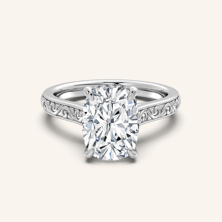 Image for Engraved Cathedral Engagement Ring | Platinum
