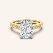 Image for Cushion Engraved Cathedral Engagement Ring | 14k Two Tone