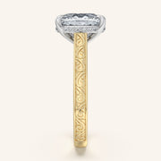 Image for Cushion Engraved Cathedral Engagement Ring | 14k Two Tone