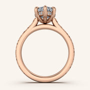Image for Marquise Engraved Cathedral Engagement Ring | 18k Rose Gold