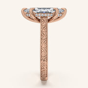 Image for Marquise Engraved Cathedral Engagement Ring | 14k Rose Gold