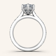 Image for Marquise Engraved Cathedral Engagement Ring | 14k White Gold