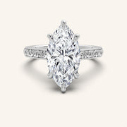 Image for Marquise Engraved Cathedral Engagement Ring | Platinum