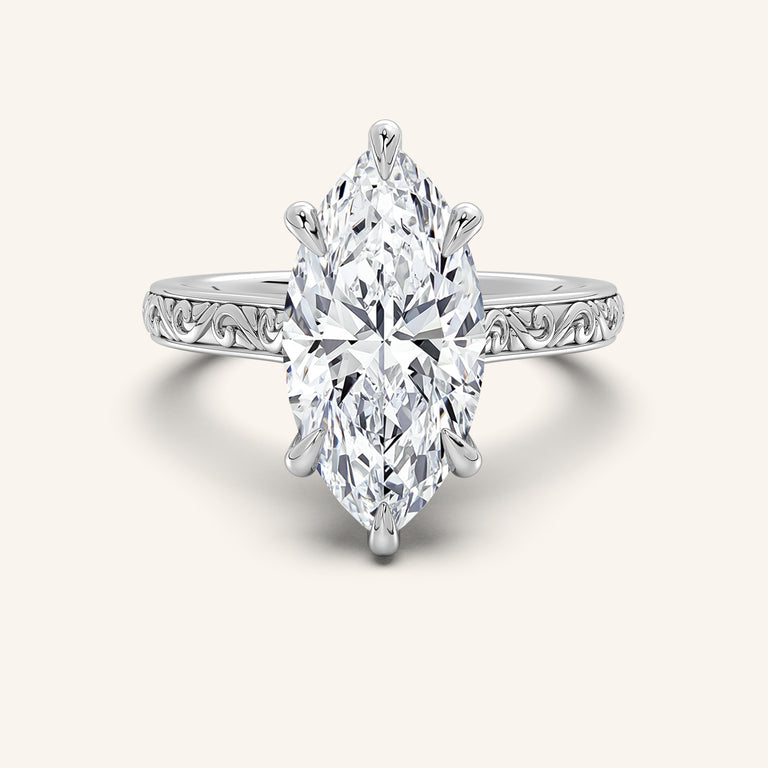 Image for Engraved Cathedral Engagement Ring | Platinum