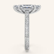 Image for Marquise Engraved Cathedral Engagement Ring | Platinum