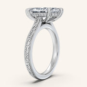 Image for Marquise Engraved Cathedral Engagement Ring | 14k White Gold