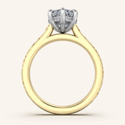 Image for Marquise Engraved Cathedral Engagement Ring | 18k Two Tone