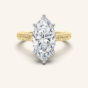 Image for Marquise Engraved Cathedral Engagement Ring | 18k Two Tone