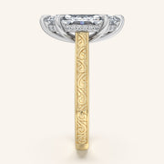 Image for Marquise Engraved Cathedral Engagement Ring | 14k Two Tone