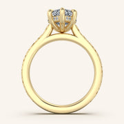 Image for Marquise Engraved Cathedral Engagement Ring | 14k Yellow Gold