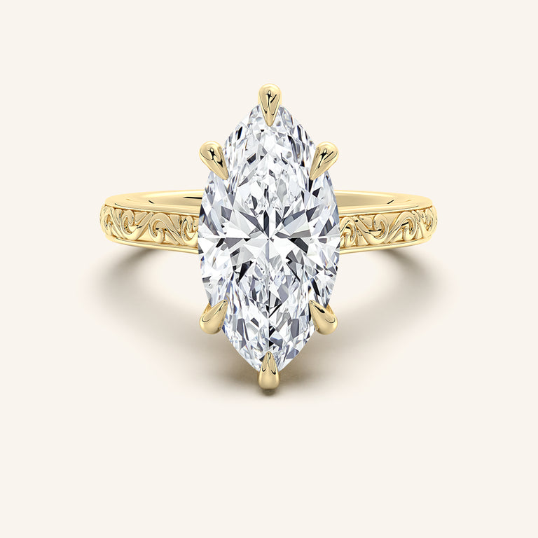 Image for Engraved Cathedral Engagement Ring | 14k Yellow Gold