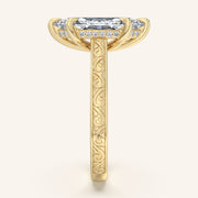 Image for Marquise Engraved Cathedral Engagement Ring | 14k Yellow Gold