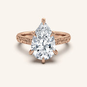 Image for Pear Shape Engraved Cathedral Engagement Ring | 14k Rose Gold