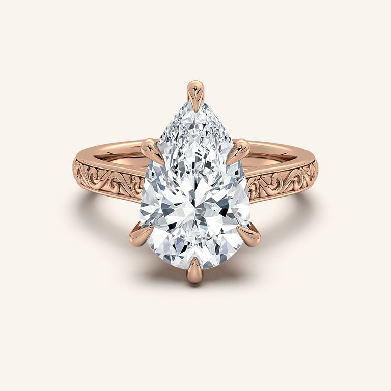 Image for Engraved Cathedral Engagement Ring | 14k Rose Gold