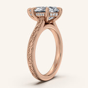 Image for Pear Shape Engraved Cathedral Engagement Ring | 18k Rose Gold