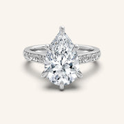 Image for Pear Shape Engraved Cathedral Engagement Ring | 14k White Gold