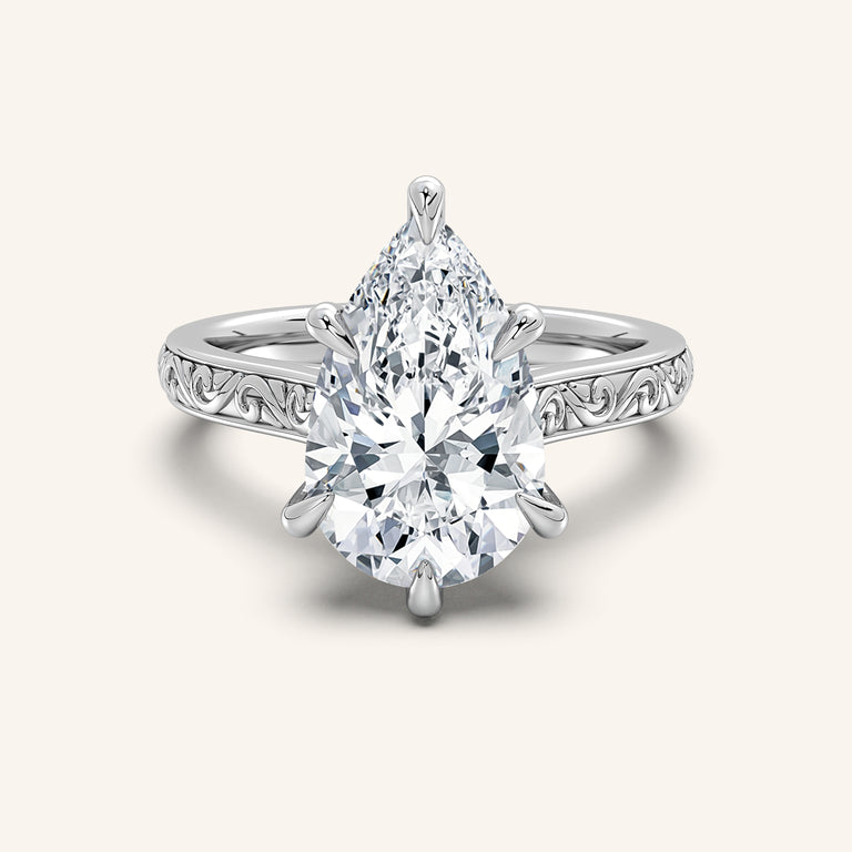 Image for Engraved Cathedral Engagement Ring | Platinum