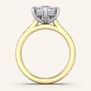 Image for Pear Shape Engraved Cathedral Engagement Ring | 18k Two Tone