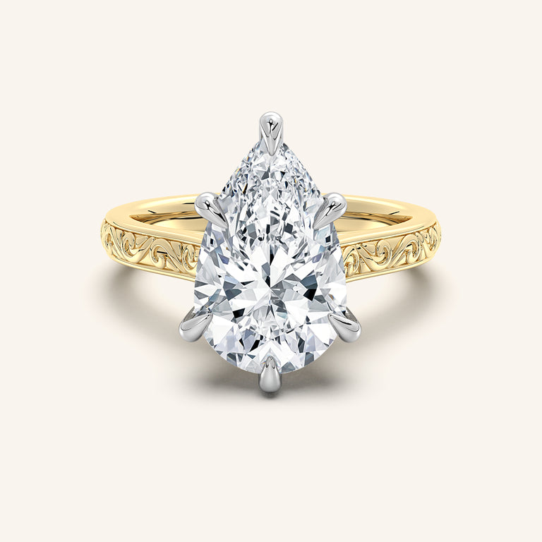 Image for Engraved Cathedral Engagement Ring | 14k Two Tone