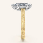 Image for Pear Shape Engraved Cathedral Engagement Ring | 14k Two Tone