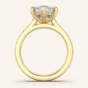 Image for Pear Shape Engraved Cathedral Engagement Ring | 18k Yellow Gold