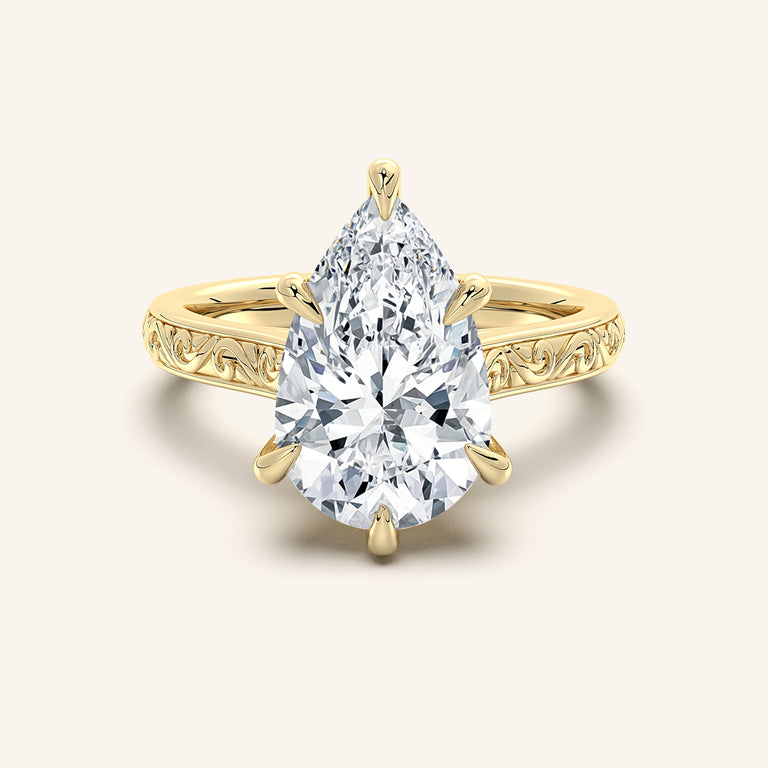 Image for Engraved Cathedral Engagement Ring | 18k Yellow Gold