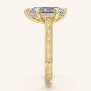 Image for Pear Shape Engraved Cathedral Engagement Ring | 14k Yellow Gold
