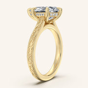 Image for Pear Shape Engraved Cathedral Engagement Ring | 18k Yellow Gold