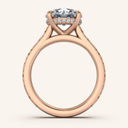 Image for Round Engraved Cathedral Engagement Ring | 14k Rose Gold