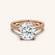 Image for Round Engraved Cathedral Engagement Ring | 14k Rose Gold