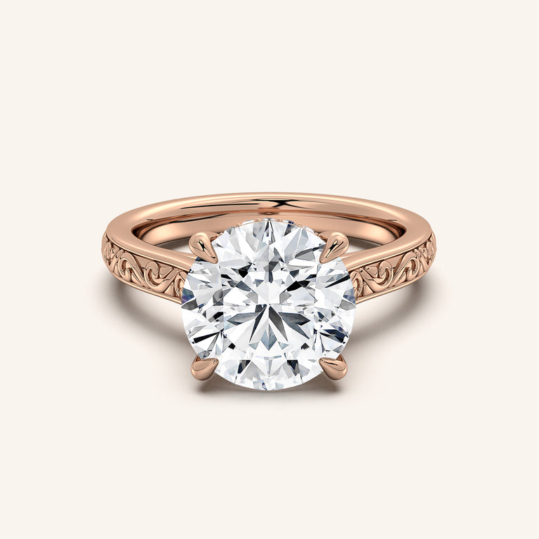 Image for Engraved Cathedral Engagement Ring | 14k Rose Gold