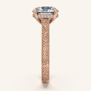 Image for Round Engraved Cathedral Engagement Ring | 18k Rose Gold