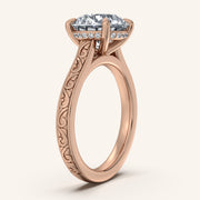Image for Round Engraved Cathedral Engagement Ring | 14k Rose Gold