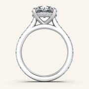 Image for Round Engraved Cathedral Engagement Ring | 18k White Gold