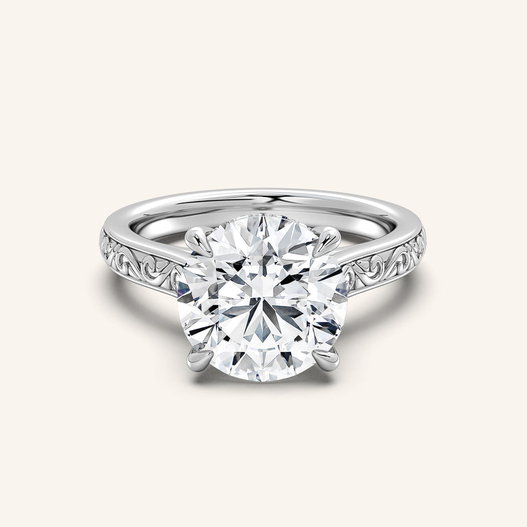 Image for Engraved Cathedral Engagement Ring | 14k White Gold