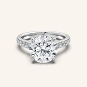 Image for Round Engraved Cathedral Engagement Ring | 18k White Gold
