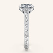 Image for Round Engraved Cathedral Engagement Ring | 14k White Gold