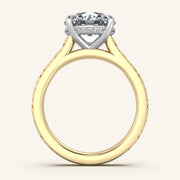 Image for Round Engraved Cathedral Engagement Ring | 14k Two Tone